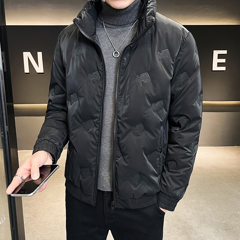 井枳波士顿羽绒服男士秋冬季2022新款立领休闲白鸭绒保暖加厚冬天