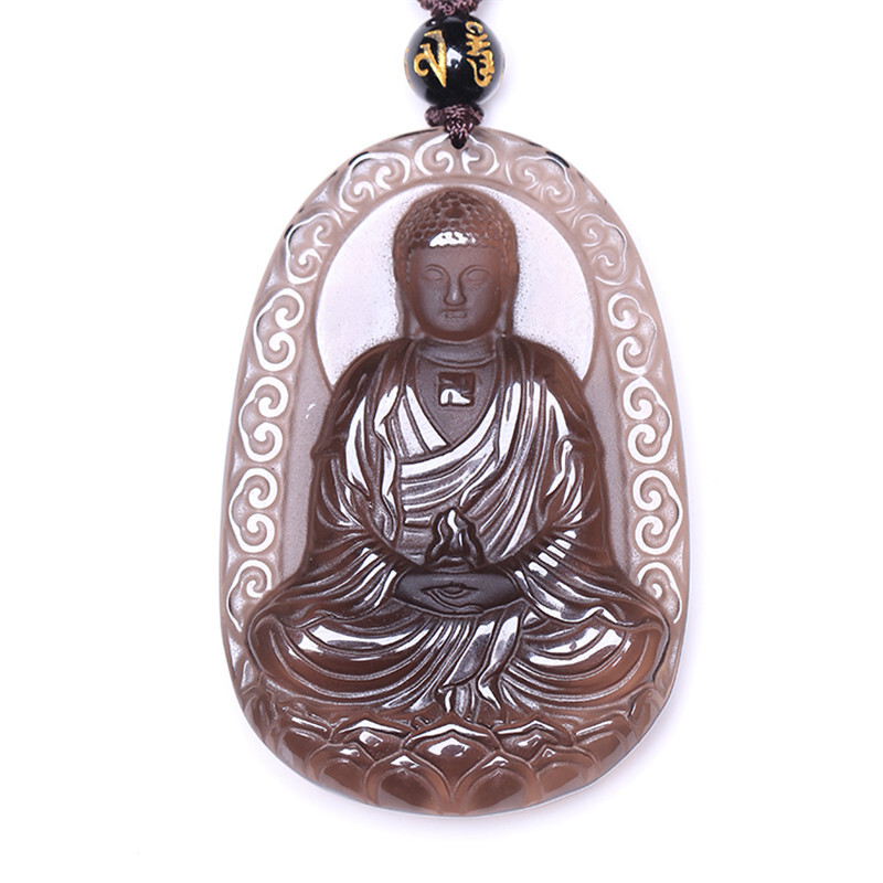 铭啸冰种黑曜石大日如来佛吊坠本命佛生肖属羊猴菩萨守护神男女款