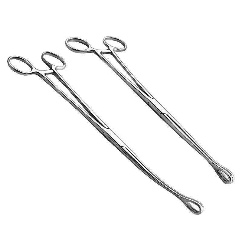 304不锈钢镊子圆头海绵钳钳卵圆钳妇科大号海绵夹拔罐火罐夹棉花 卵圆