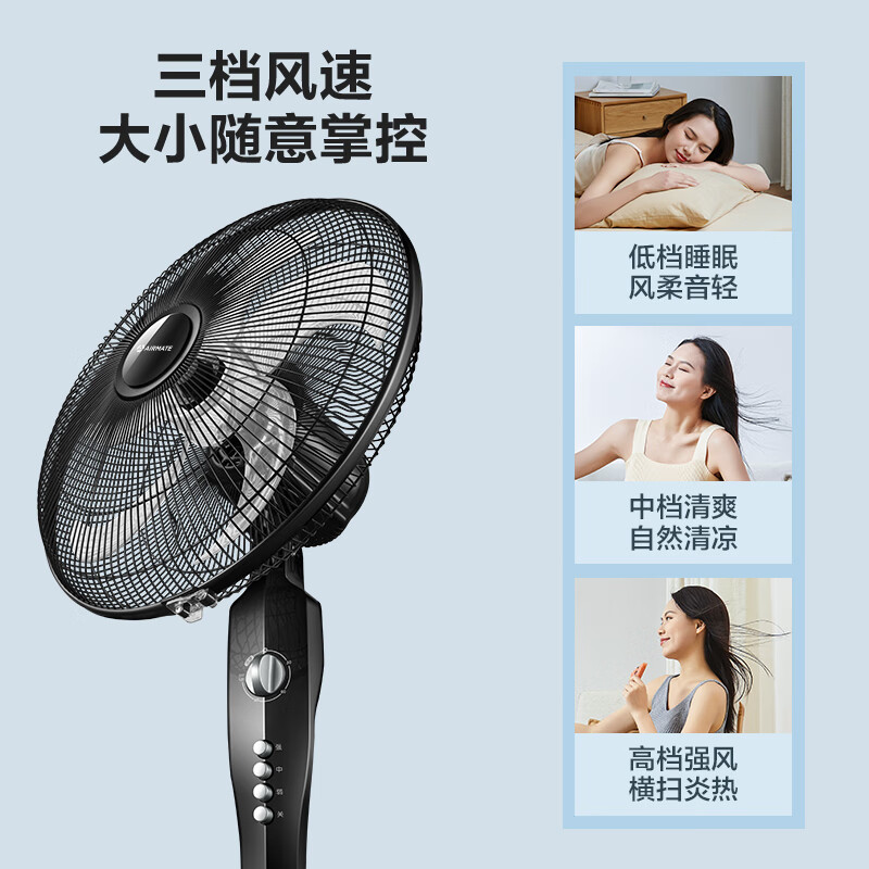 艾美特(AIRMATE)五叶家用电风扇大风量机械立式落地扇轻音节能柔风定时风扇落地式风扇 FSW65T2-5主图5