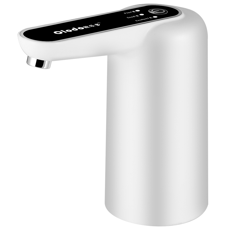 欧乐多桶装水抽水器电动静音压水器充电式自动上水器家用办公室纯净水桶吸水器便携式 月光白【标准款】一按出水