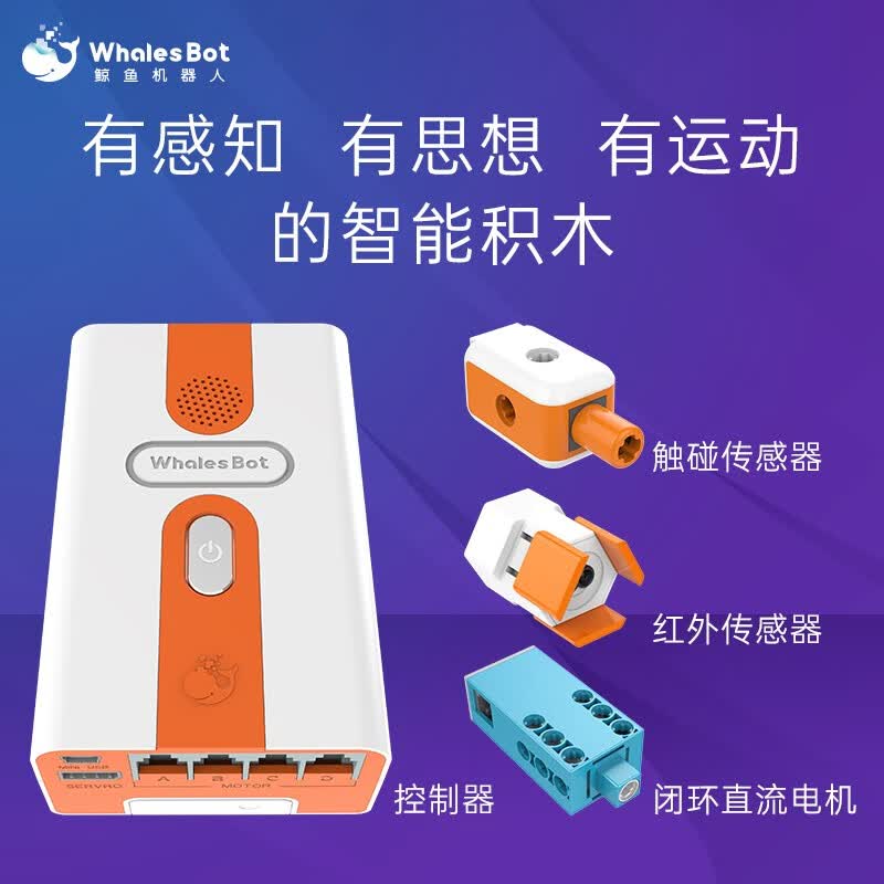 鲸鱼机器人家居装饰儿童AI智能编程积木青少年教育拼装玩具恐龙61儿童节礼物 AI-Module1（8-15）岁