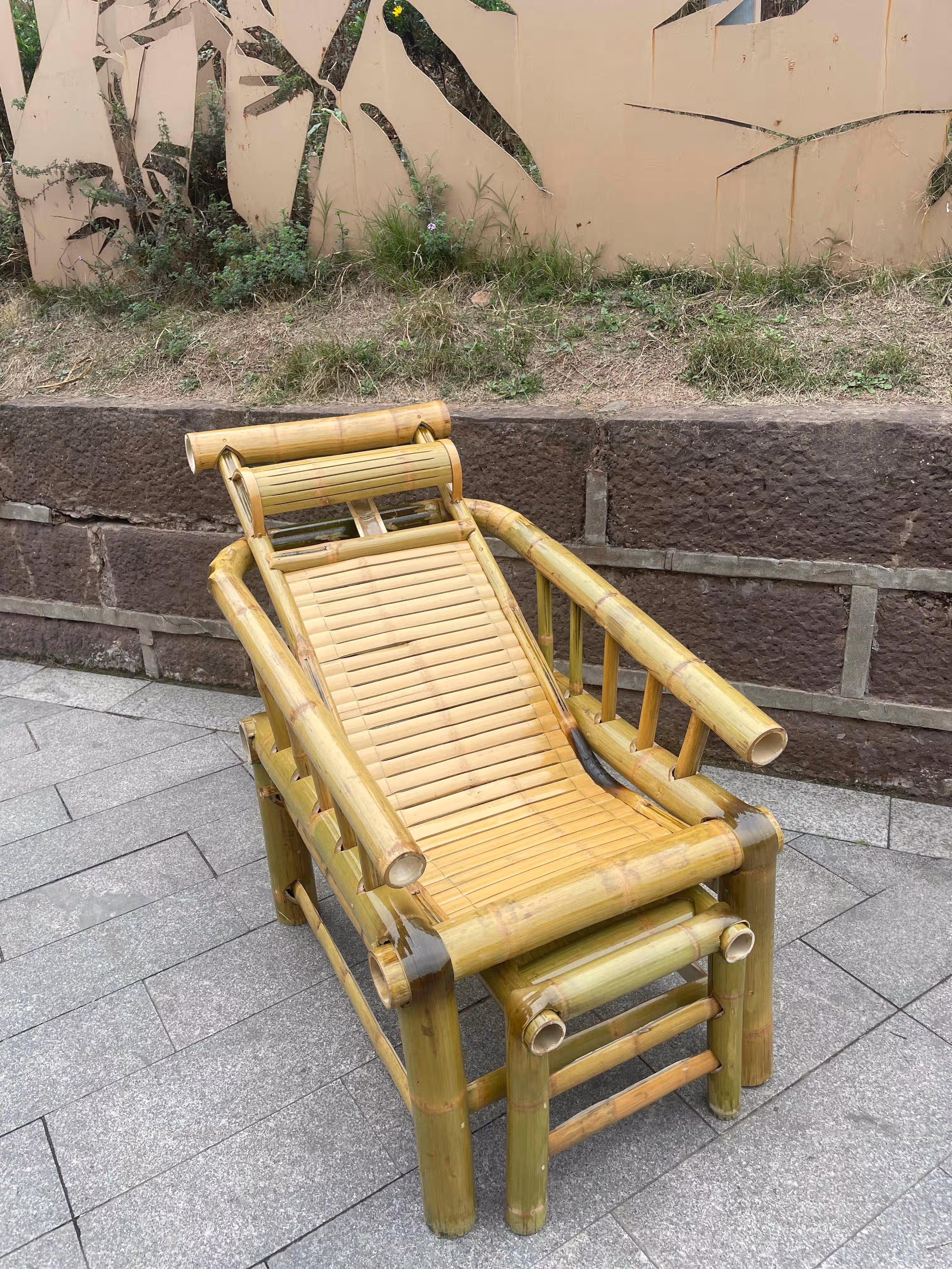 寒婵竹椅躺椅老人椅竹制品纯手工竹椅靠背椅竹沙发传统阳台田园椅整装