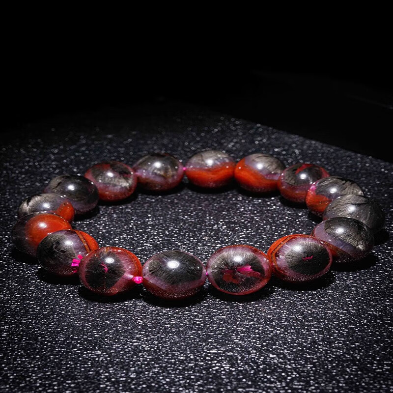 恋聚唯臻品珠宝天然天眼红极光23手串紫钛极光23种矿物质单圈水晶手链
