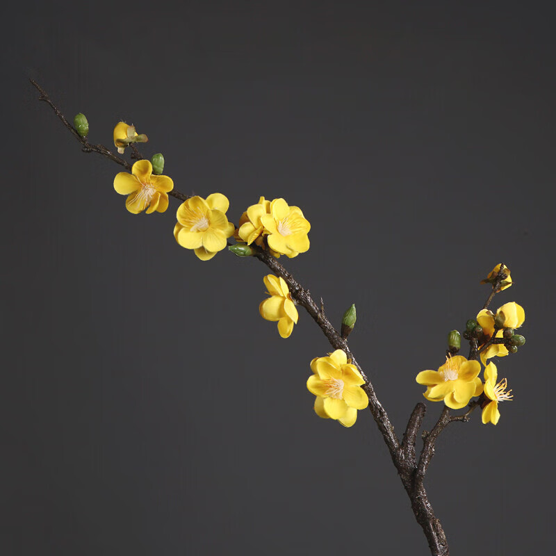 中式古典仿真腊梅花客厅花艺摆件室内装饰插花假花绢花干花梅 一支