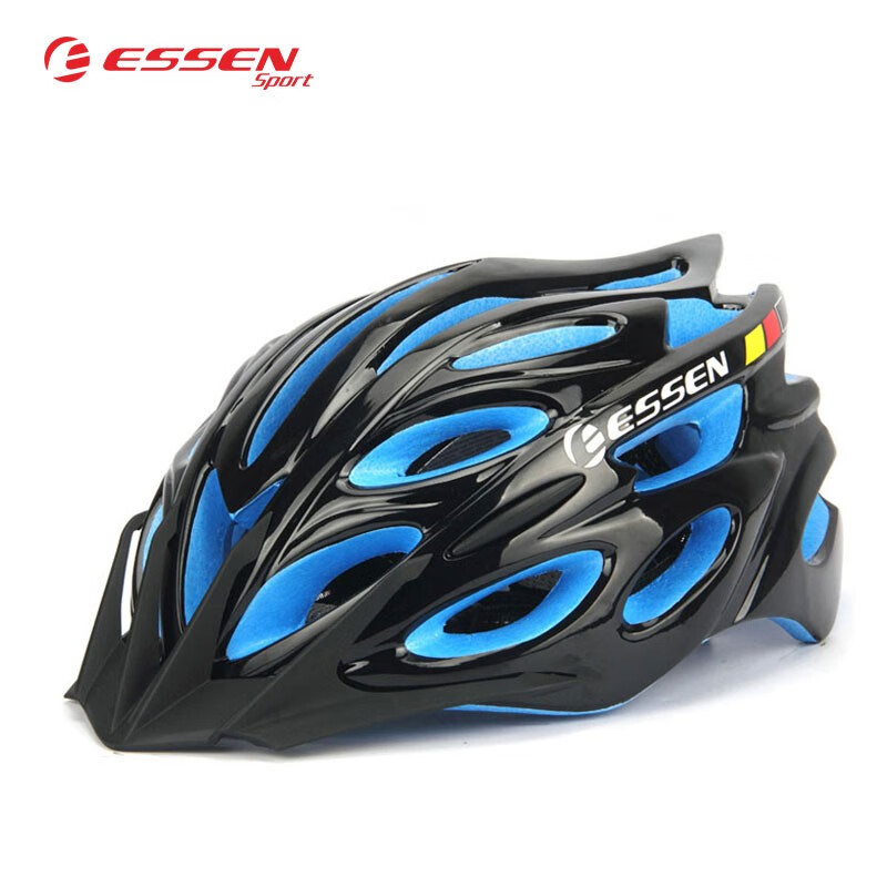 爱森斯博特（ESSEN SPORT） 儿童自行车头盔青少年骑行头盔护具套装男女孩轮滑运动安全装备 黑蓝色-（适合头围53-56）