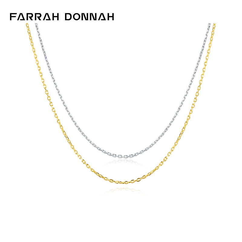 法斗（Farrah Donnah） S925银镀18k金项链素链吊坠配链十字链 金色50cm