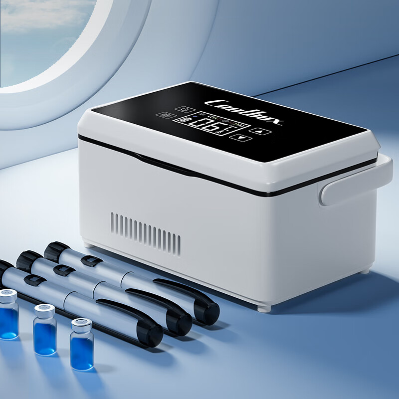 酷宝（Coolbox）胰岛素冷藏盒便携式迷你小冰箱旅行充电式车载保鲜药品疫苗恒温箱 大盒提手双电池12小时 车家两用 2L