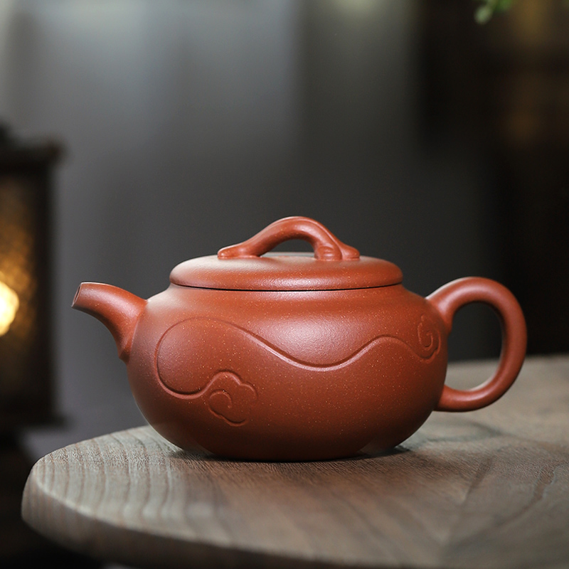 吉羊 宜兴紫砂壶纯手工茶壶功夫茶具 原矿降坡泥太极如意260ml 降坡泥