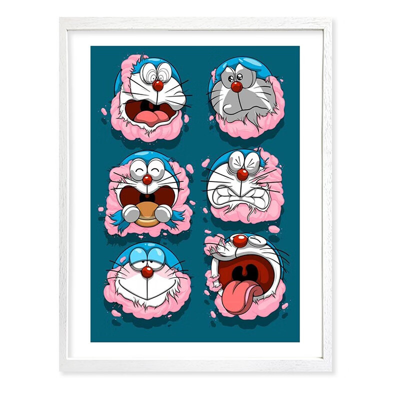 解构哆啦a梦 白色实木外框