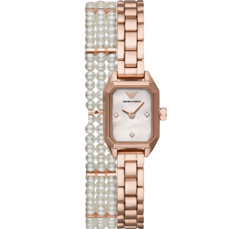 阿玛尼（ Emporio Armani）手表小绿表贝母盘女士表时尚复古方形石英女表 AR11323