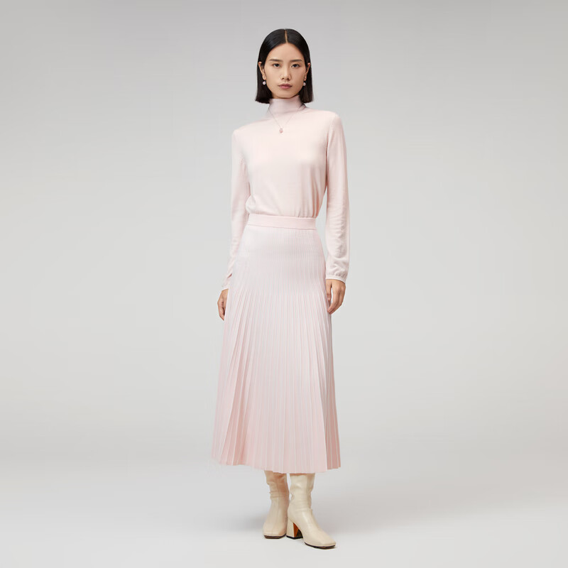 OVV【可机洗黄金羊毛】秋冬热卖女装基础高领长袖针织衫 裸粉（净色）C1 M