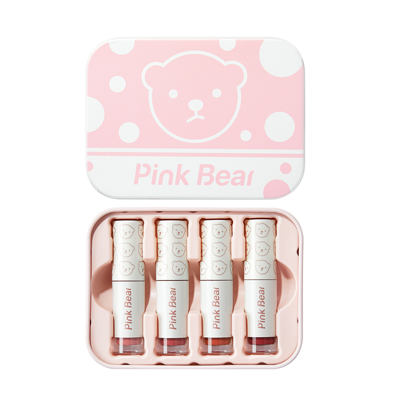 Pink Bear 琉光镜面水唇釉mini四支装礼盒 迷你套装 生日礼物女情人节