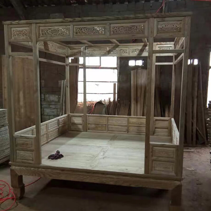 缦宛木农村老式实木床中式架子床农村老式仿古典蚊帐床双人实木大床15
