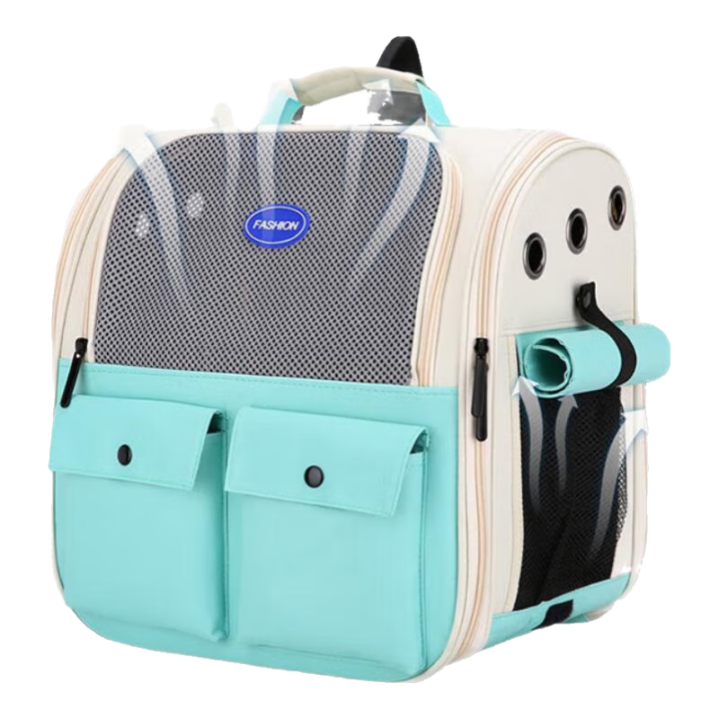寵樂乖貓包外出大號寵物背包便攜太空艙貓籠狗袋雙肩透氣大容量貓咪書包 貓包 三面鏤空通風透氣 綠色