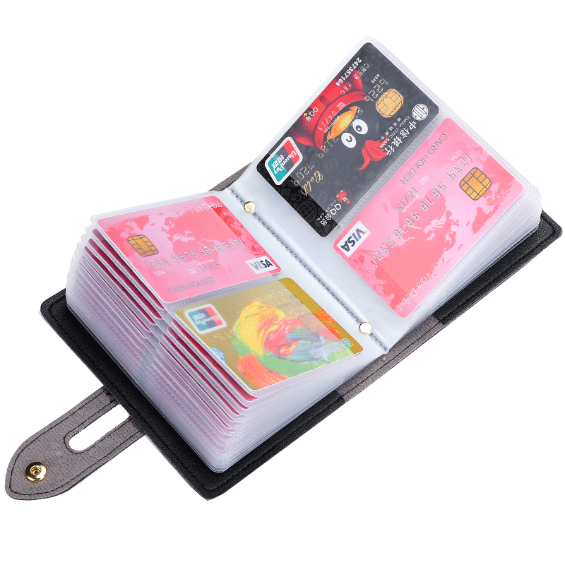 QIGER卡包大容量多卡位多功能卡包女卡包男式证件夹卡套名片夹钱包卡夹 粉红色(60卡位)