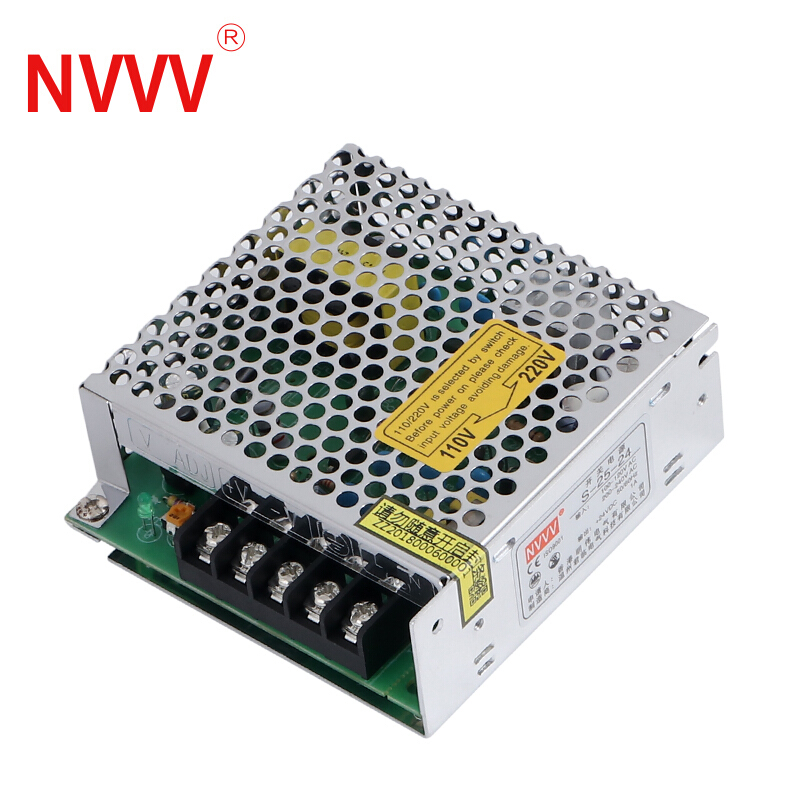 明伟开关电源24v s-25w-24v监控摄像led电源 交流220v转直流输出24v