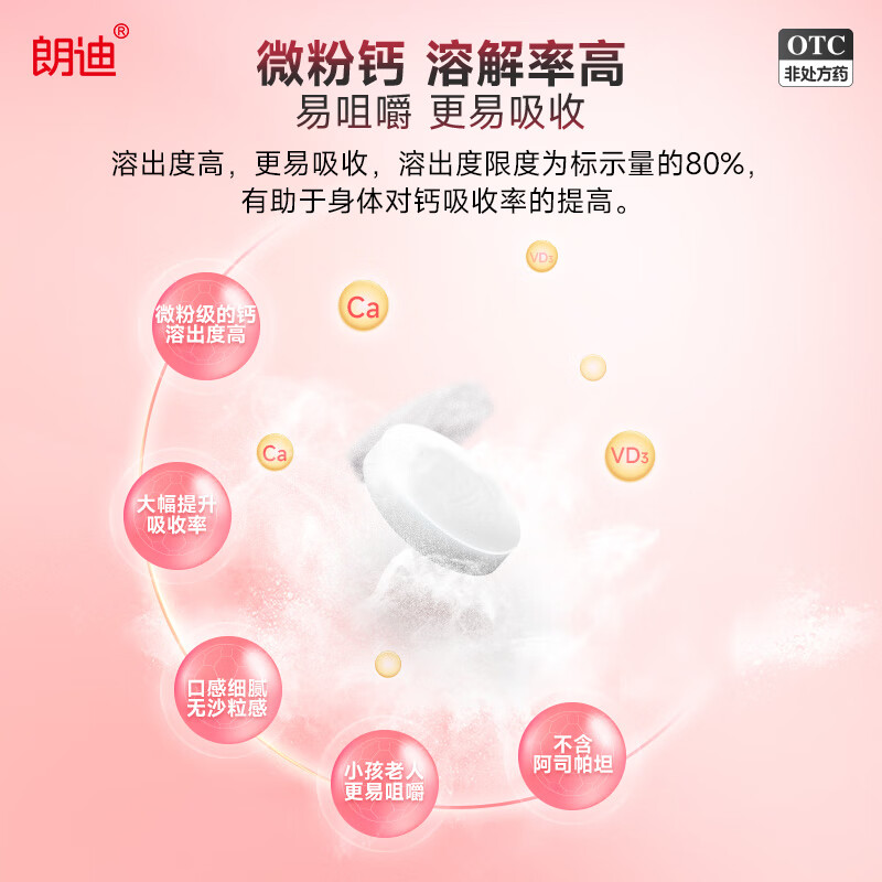 朗迪 碳酸钙D3咀嚼片(Ⅱ)112片 钙补充剂儿童钙片维生素D3全家成人青少年补钙片防治骨质疏松症 2盒【微粉钙 更易吸收】