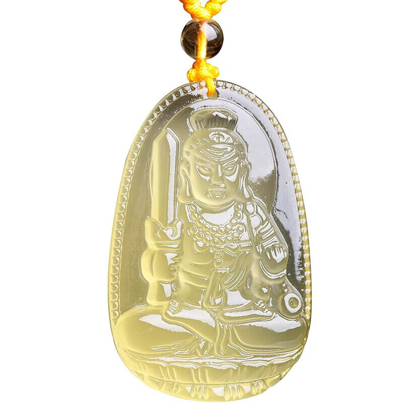 初缘 天然黄水晶吊坠男女款本命佛生肖守护神项链本命年礼物送男女友 钥匙扣款【下单请备注生肖】