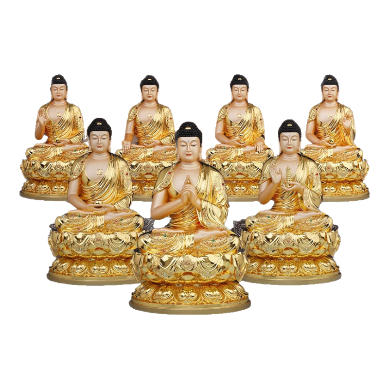 吉旺來(lái)銅鑄大尊藥師七佛家用客廳玄關(guān)寺廟供奉鑲寶如來(lái)佛像坐像擺件 法海雷音如來(lái)【貼金】 16寸/尊【高40cm/含背光45cm】