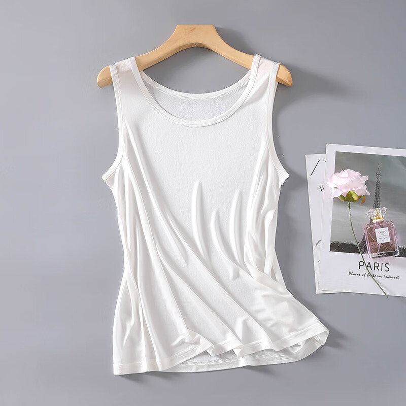 茹萱乐 高档桑蚕丝男士背心真丝宽松夏季无袖内衣大码上衣宽肩 白色 m