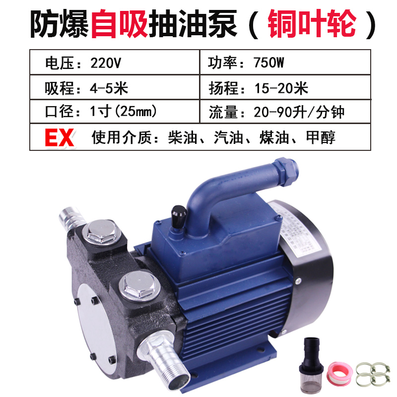 220V防爆抽油泵電動自吸泵汽油柴油甲醇12V24V計量泵大流量加油機  定制 220V防爆自吸泵750W