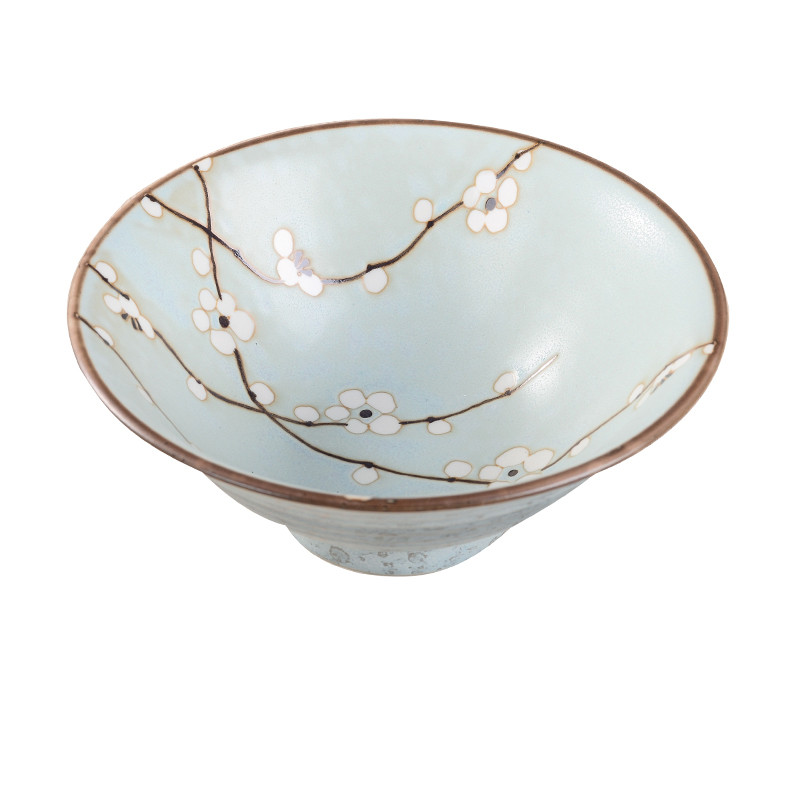 爱悦烧日本进口蓝梅碗钵餐盘釉下彩和风简约日式陶瓷碗碟餐具饭碗面碗 蓝梅19.3厘米拉面碗