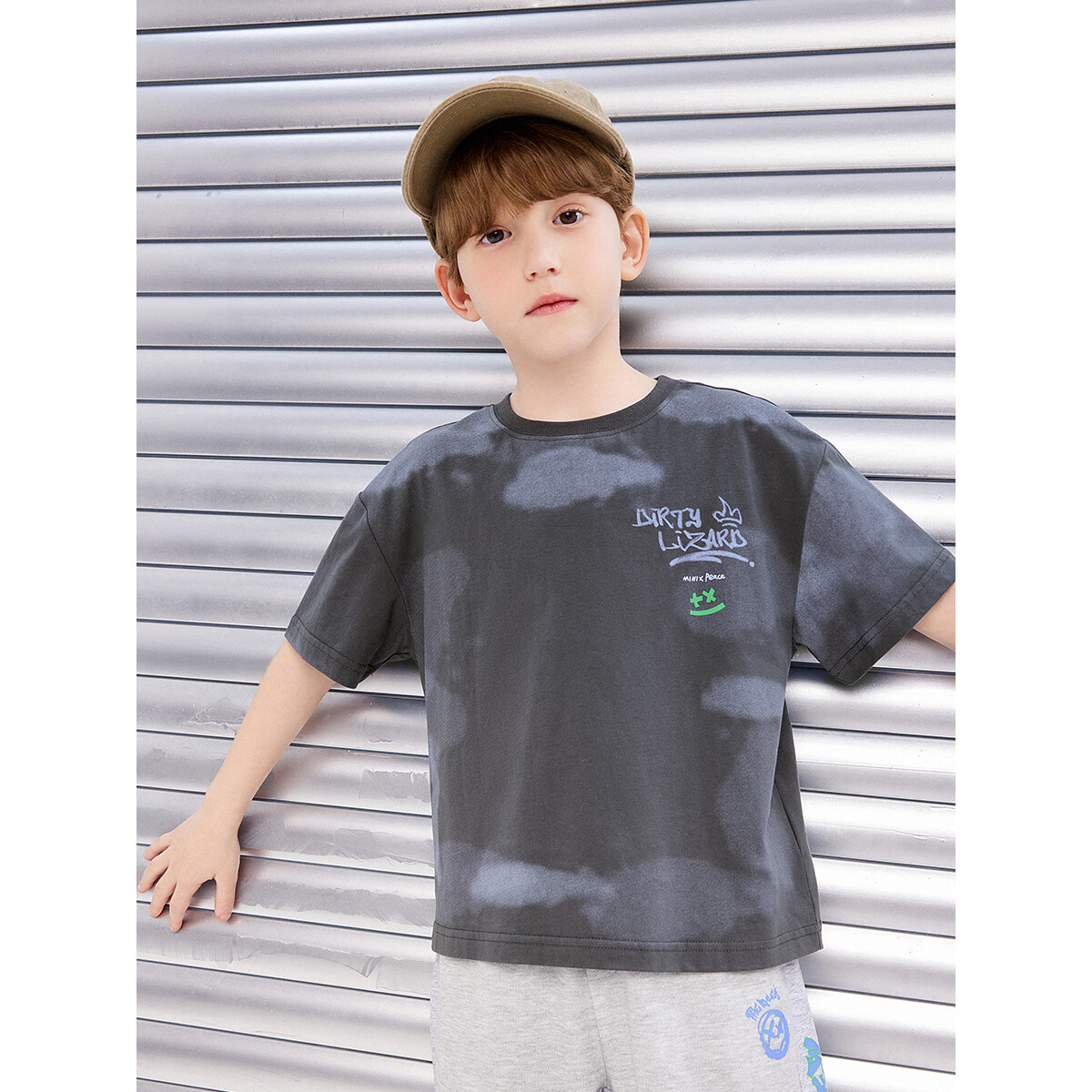 MiniPeace太平鸟童装夏新男童短袖T恤F1CNE2B32 灰色 160cm