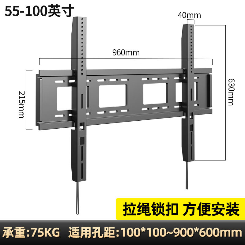 HILLPORT 电视机挂架适用于雷鸟电视85英寸鹏7MAX 鹤7 75 65 电视超薄伸缩旋转支架 【雷鸟全系列通用固定架】【65-85英寸】