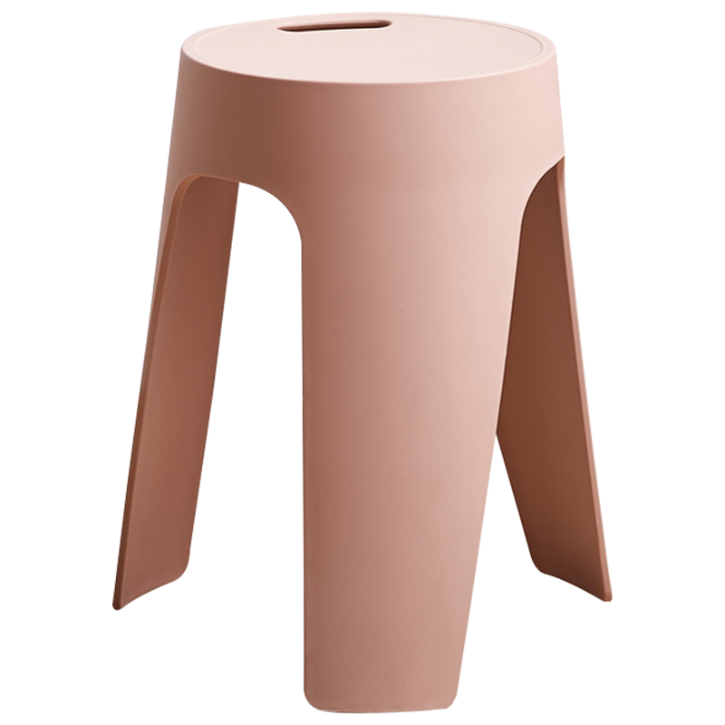 宜瑞思 塑料凳子 凳子家用 加厚北欧风创意圆凳高凳 换鞋凳浴室防滑板凳 北欧粉加厚款（净重2.1kg)