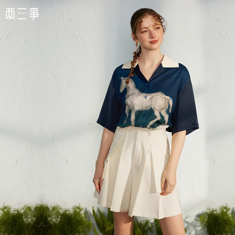 两三事梵高艺术风月诗集2023春季新款休闲绣花口袋高腰短裤女宽松 米杏色 M怎么样,好用不?