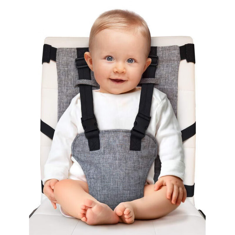 CLCEY宝宝餐椅安全带便携式儿童通用固定带外出椅子绑带婴儿吃饭座椅带 灰色