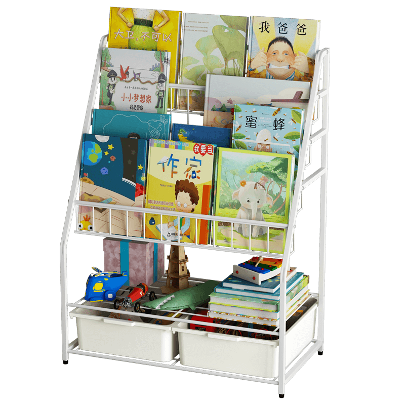 家丽人 置物架宝宝学生可移动绘报架绘本架玩具收纳架落地多层储物置物架大容量整理架