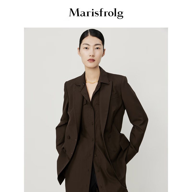 搭配系列】marisfrolg玛丝菲尔2022秋季橡木棕色经典廓形西装 咖啡色