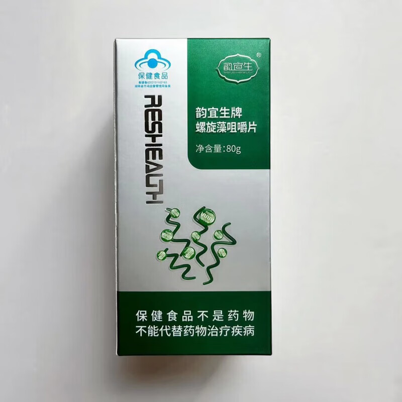 韵宜生牌螺旋藻咀嚼片绿之韵螺旋藻天然藻片保护肠胃增加营养 一盒