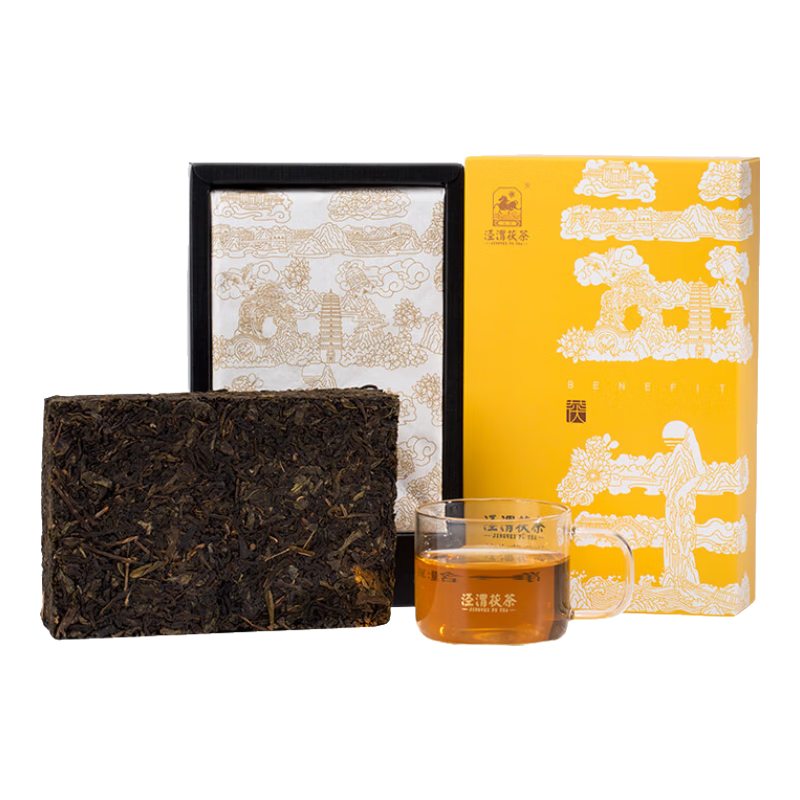 泾渭茯茶黑茶叶 过节礼品 咸阳茯茶 陕西特产 金花茯砖茶 益生茯茶360g*2