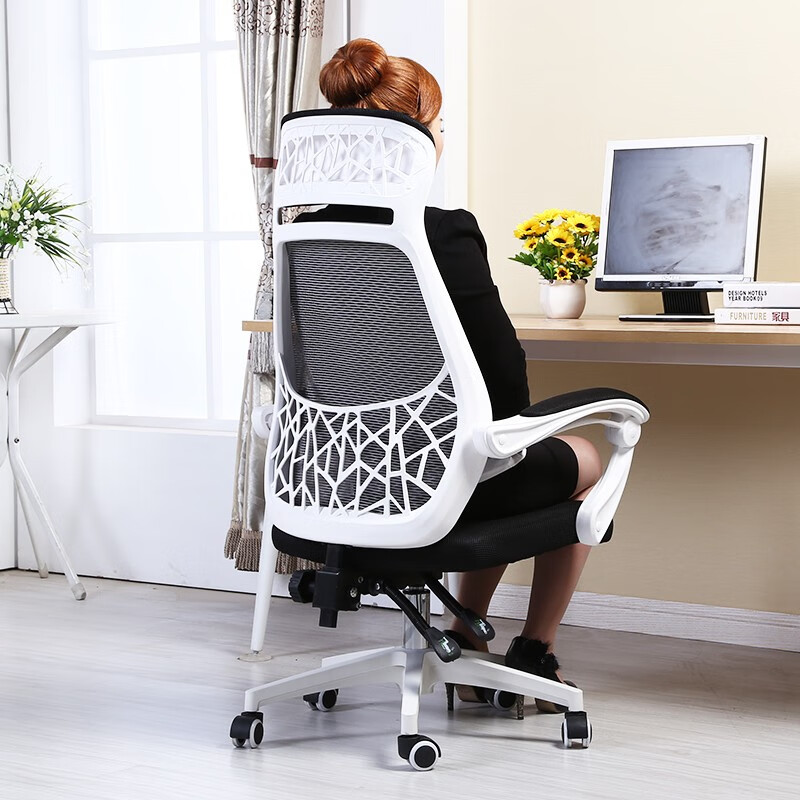 品伟 电脑椅家用办公椅网布椅子靠背升降转椅职员椅学生电竞椅游戏舒适 黑色