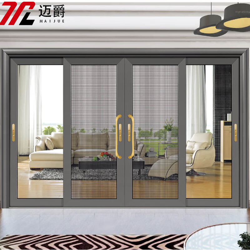 迈爵厨房门阳台推拉门客厅卫生间移门双层钢化玻璃中空门铝镁合金 三轨六扇1.2厚度 MJ-YTM09