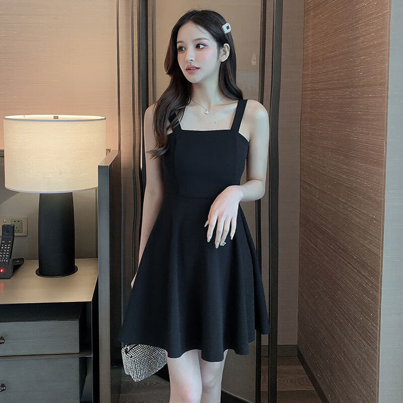 啾叮配小西装吊带裙子掉带性感连衣裙黑色吊带裙2023新款连衣裙女韩版