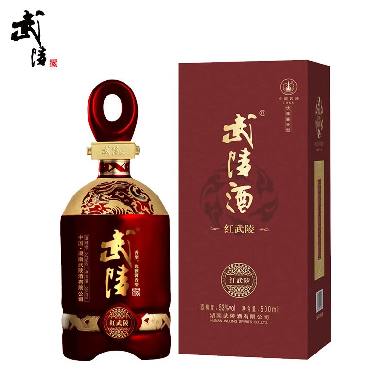 武陵酒  53度酱香型高度白酒 53度 500ml 1瓶 红武陵