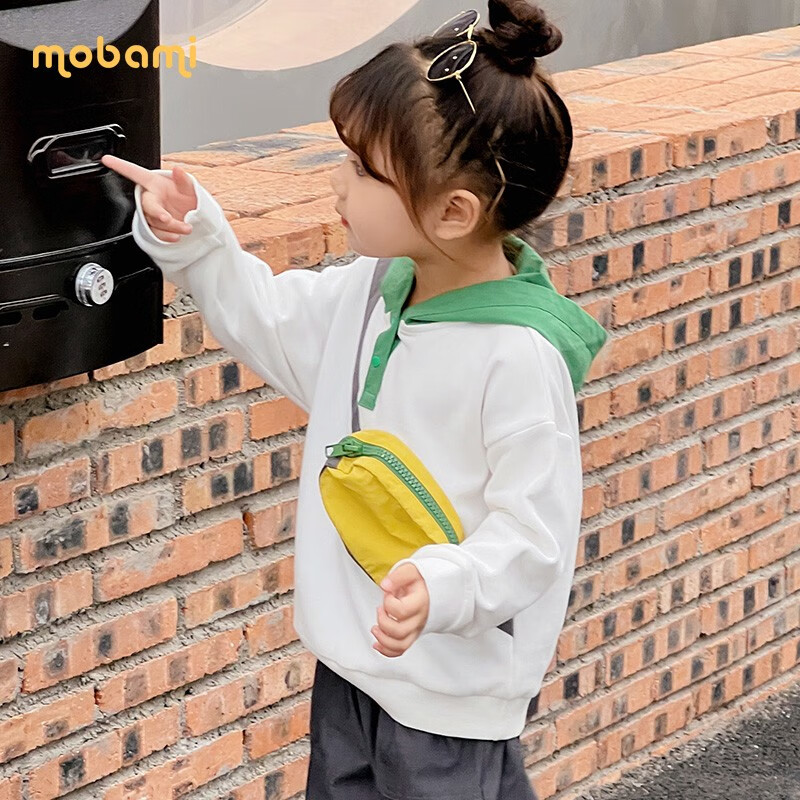 摩芭米mobami春秋婴儿衣服儿童连帽卫衣儿童宝宝毛圈带帽卫衣  绿色 130