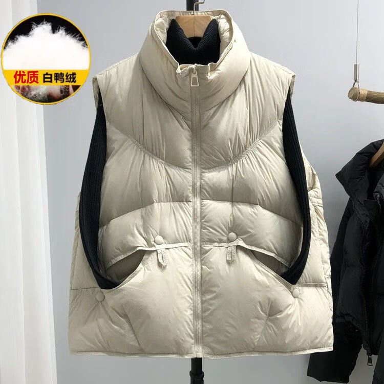 帕威索韩国原版羽绒服马甲女宽松轻薄背心短外穿2024秋新款洋气鸭绒