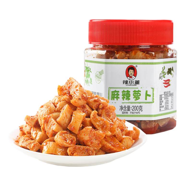 辣小董干開(kāi)胃咸菜自制香辣脆蘿卜湖南特產(chǎn)下飯菜榨菜瓶裝 麻辣蘿卜干*1