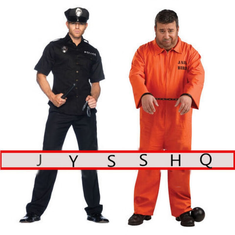 dicify新品囚犯衣万圣节舞会演出服囚犯服服儿童成人监狱囚服表演服装