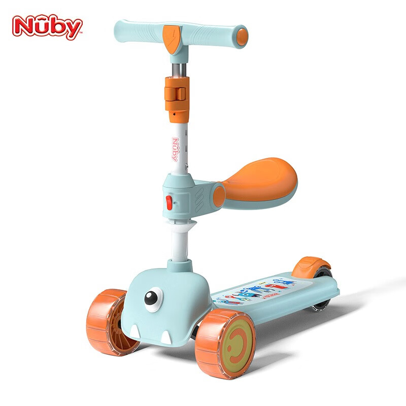 努比（Nuby）儿童滑板车1-3-6岁滑板车男女童可坐可骑滑溜溜车加宽滚轮带闪光