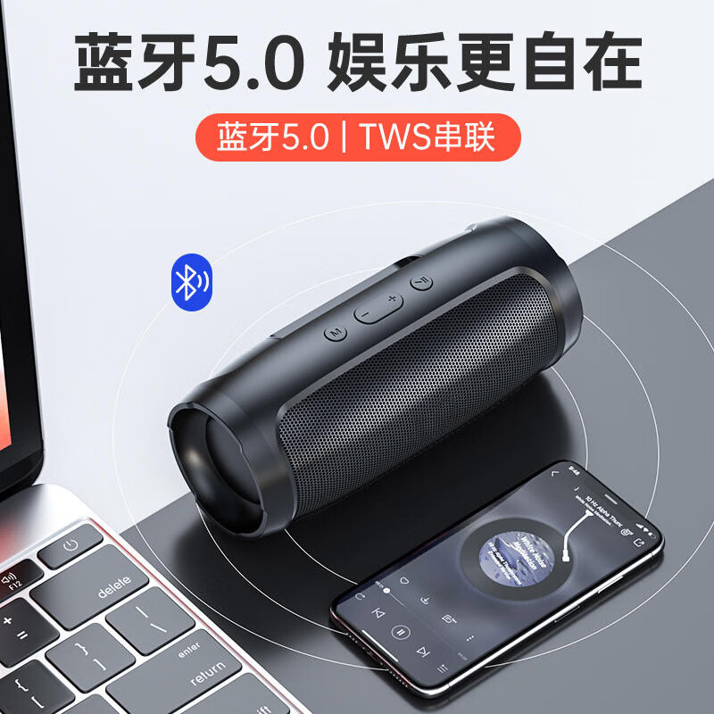 拼搏者无线蓝牙音箱高音质立体环绕便携式户外大音量低音炮音响微信收钱播报器 【旗舰版】双喇叭 质保10年