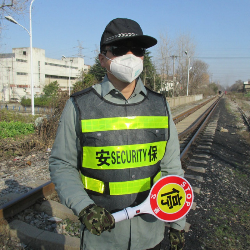 同款反光服装背心站岗卫警示新交通维护黑网马甲 黑色(法老保安)背心