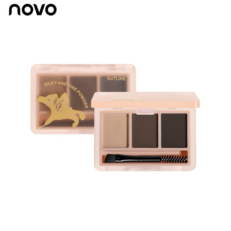 novo三色眉粉盘防水防汗不脱色持久自然野生眉笔膏眼部修容初学者 1#咖啡色