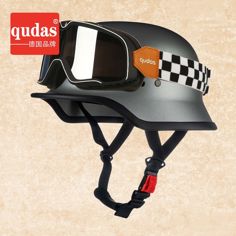 钢盔式四季半盔摩托车二战3c认证机车电动车头盔复古 m35哑灰 大框 l