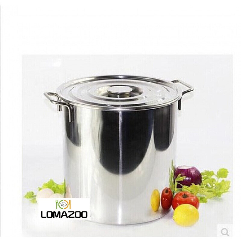 芯华汤桶不锈钢加厚商用家用带盖铁桶304特厚大容量储水水桶圆桶汤锅